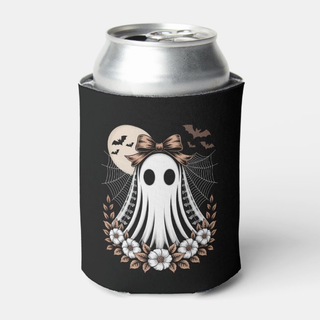 Vintage Lace Ghost Halloween Can Cooler (Can Front)