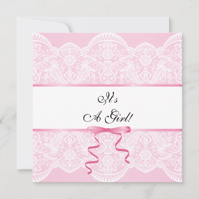 Vintage Lace Girl Baby Shower Invitation (Front)