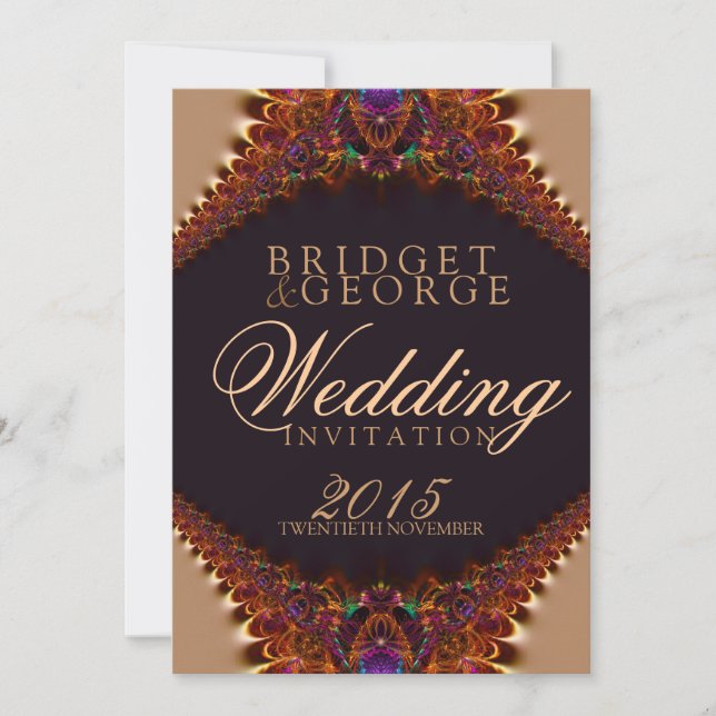 Vintage Lace + Gold Satin Wedding Invitation (Front)