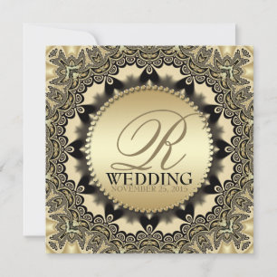 Vintage Lace Golden Wedding Party Invite