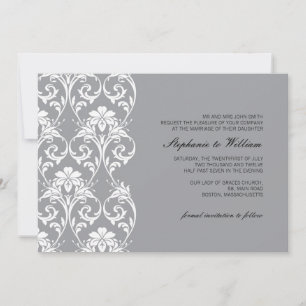 Vintage Lace Grey Wedding Invitation