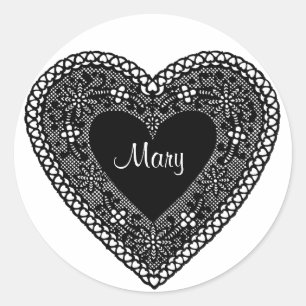 Vintage Lace Heart Classic Round Sticker