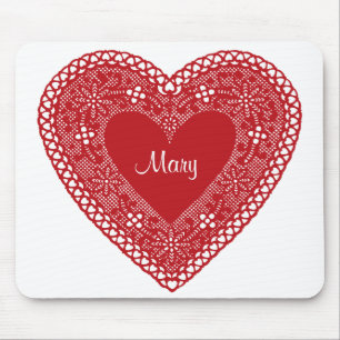Vintage Lace Heart Mouse Mat