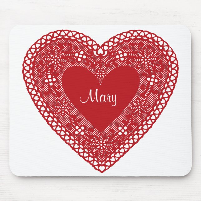 Vintage Lace Heart Mouse Mat (Front)