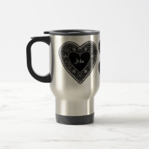 Vintage Lace Heart Travel Mug