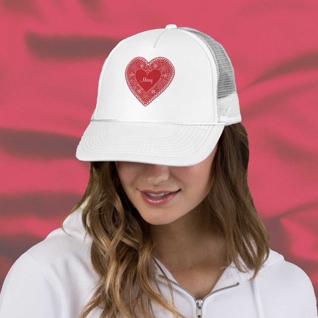 Vintage Lace Heart Trucker Hat (Lace Heart Trucker Hat
Customize the name. )