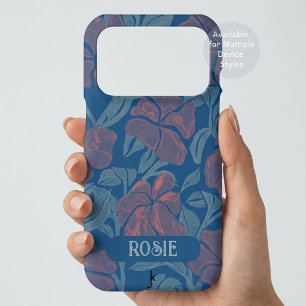 Vintage Lace Inspired Blooming Roses Cobalt Blue