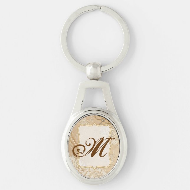 Vintage Lace Jewellery Monogram Initial Key Chain (Front)