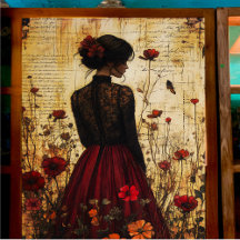 Vintage Lace Lady Decoupage