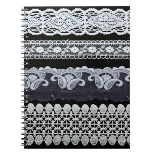Vintage lace line, ornamental flowers (real lace) notebook