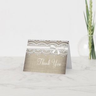 Vintage Lace & Linen Rustic Custom Thank You Card