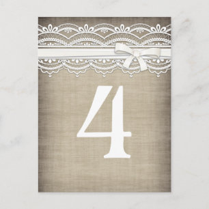 Vintage Lace & Linen Rustic Elegance Table Number Postcard