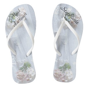 Vintage Lace Maid of Honour Wedding Flip Flops