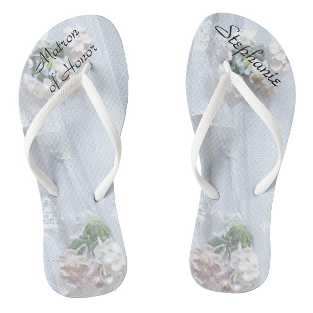 Vintage Lace Matron of Honour Wedding Flip Flops (Footbed)