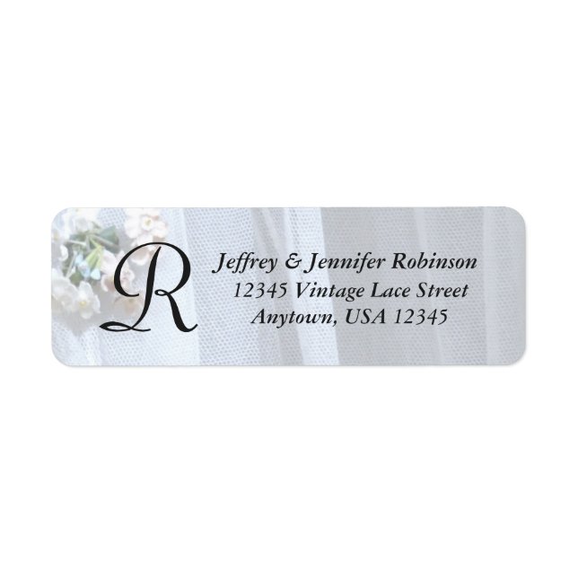 Vintage Lace Name and Address Label Monogram (Front)