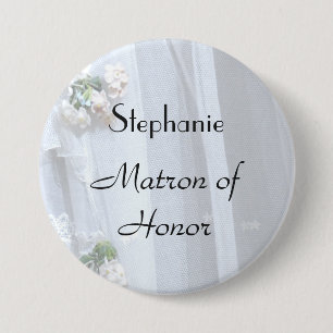 Vintage Lace, Name, Matron of Honor Wedding 7.5 Cm Round Badge