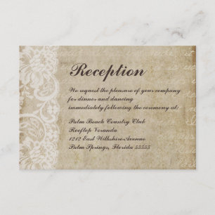 Vintage Lace Old World Wedding Reception Card