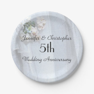 Vintage Lace Paper Plates, 5th Wedding Anniversary Plate