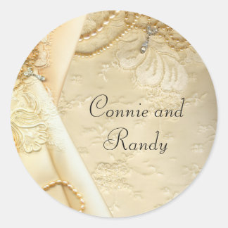 Vintage Lace Pearls Wedding Dress Sticker