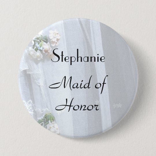 Vintage Lace Personalised Maid of Honour Button