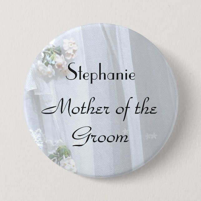 Vintage Lace Personalised Mother of Groom Button (Front)