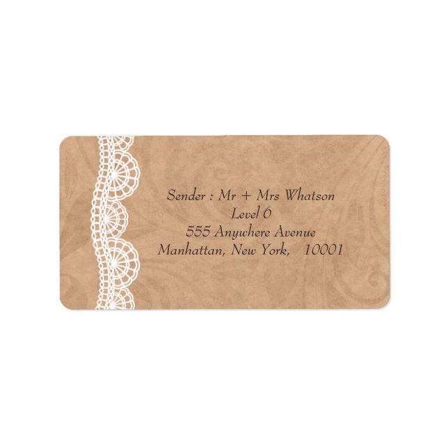 Vintage Lace Personalised Wedding Address Labels (Front)