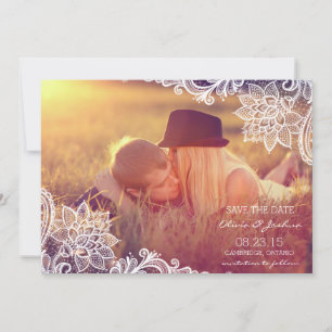 Vintage Lace Photo Save The Date Announcement
