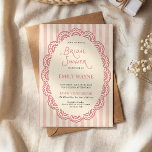  Vintage Lace Pink Bridal Shower  Invitation