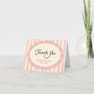 Vintage Lace Pink Bridal Shower Thank You Card