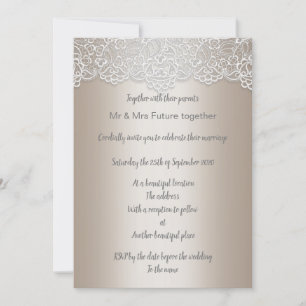 Vintage lace pretty gold elegant wedding invitation