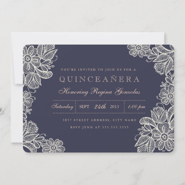 Vintage Lace Quinceañera Invitation (Front)