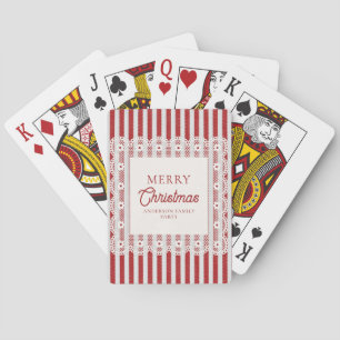 Vintage Lace Red Stripes Christmas Party Favours Playing Cards