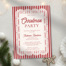 Vintage Lace Retro Red Stripes Christmas Party