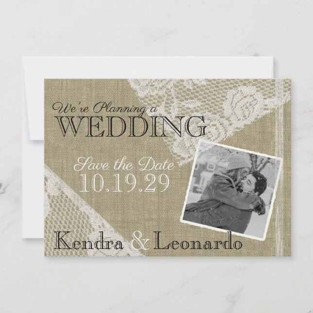 Vintage Lace Romantic Save the Date (Front)