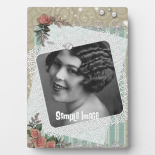 Vintage Lace Roses and Pearls Art Plaque