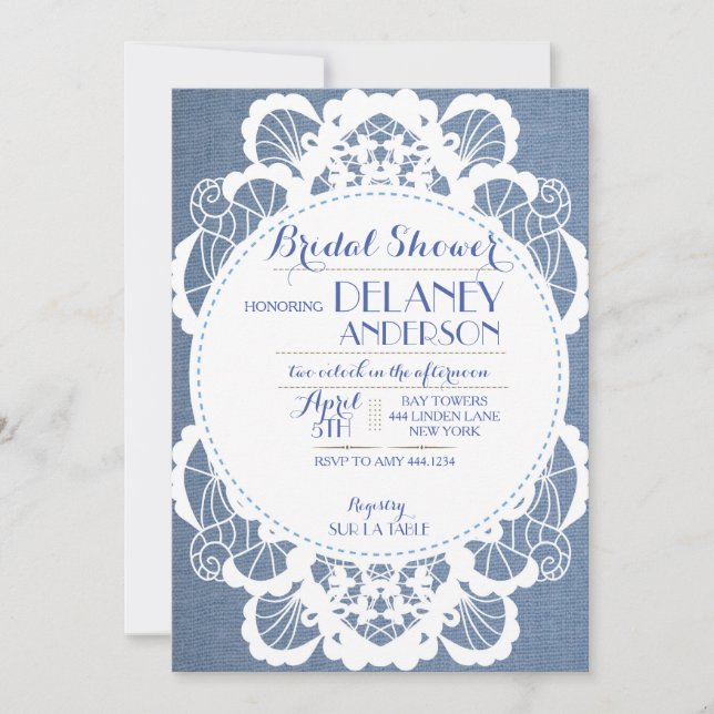 Vintage Lace Rustic Bridal Shower Invitations (Front)