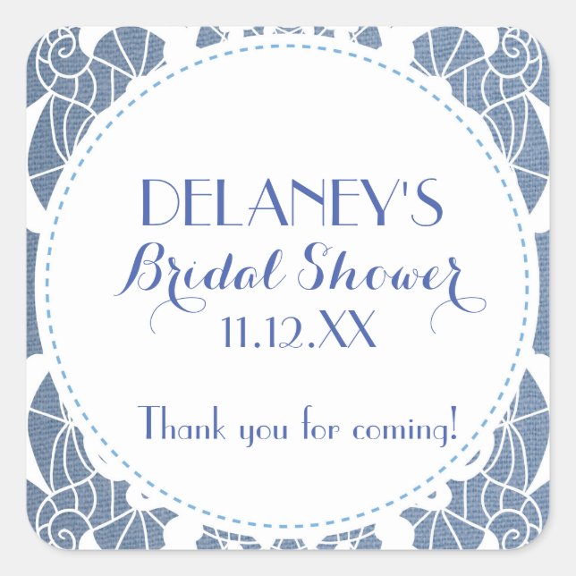 Vintage Lace Rustic Bridal Shower Square Sticker (Front)
