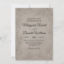 Vintage lace rustic floral wedding invitations