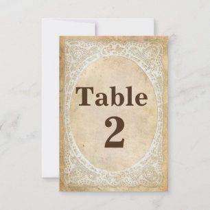 Vintage Lace Rustic Romance Table Number Card