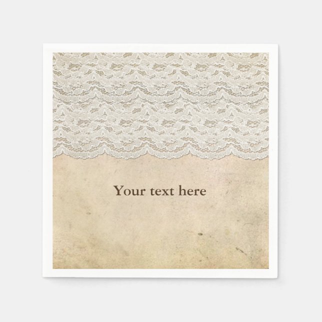 Vintage Lace Rustic Romance Wedding Napkins (Front)