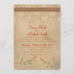 Vintage Lace Rustic Wedding Invitation