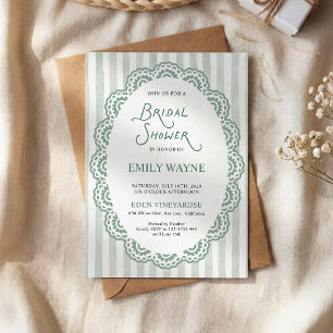 Vintage Lace Sage Green Bridal Shower Invitation