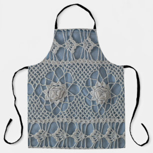 Vintage lace: small white roses. apron