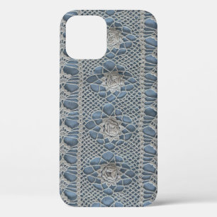 Vintage lace: small white roses. iPhone 12 case