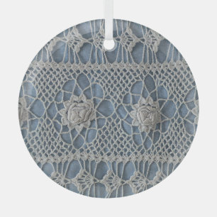 Vintage lace: small white roses. glass tree decoration