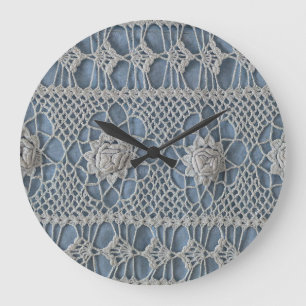 Vintage lace: small white roses. large clock