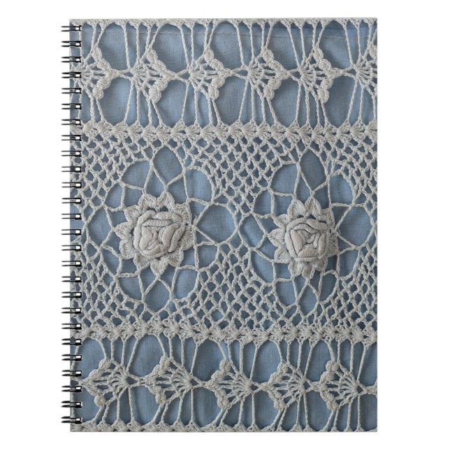 Vintage lace: small white roses. notebook (Front)