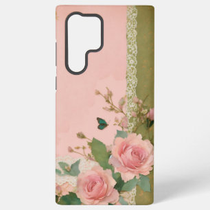 Vintage Lace & Torn Paper Elegant Rose Art Samsung Galaxy Case