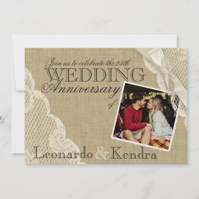 Vintage Lace Wedding Anniversary Invitation (Front)