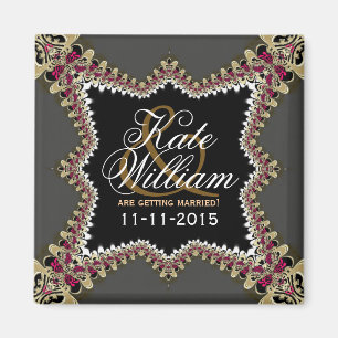 Vintage Lace Wedding Announcement Magnet